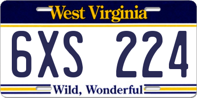 WV license plate 6XS224