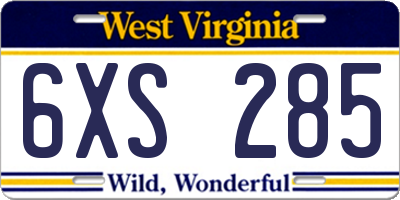 WV license plate 6XS285