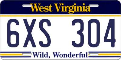 WV license plate 6XS304