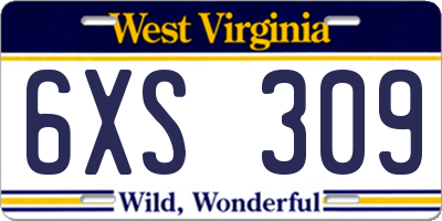 WV license plate 6XS309