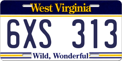 WV license plate 6XS313