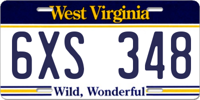 WV license plate 6XS348