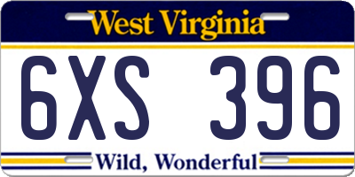 WV license plate 6XS396