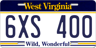 WV license plate 6XS400