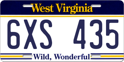 WV license plate 6XS435