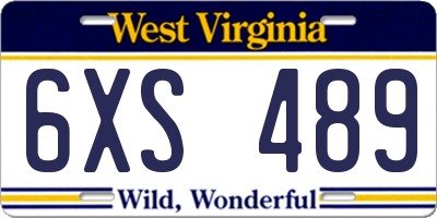 WV license plate 6XS489