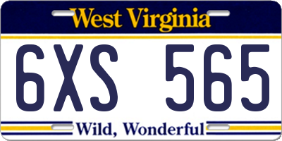 WV license plate 6XS565
