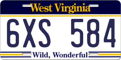 WV license plate 6XS584