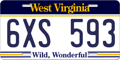 WV license plate 6XS593
