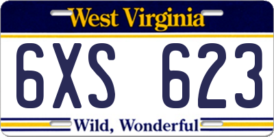 WV license plate 6XS623