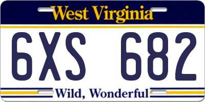WV license plate 6XS682