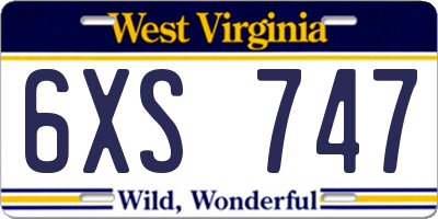 WV license plate 6XS747