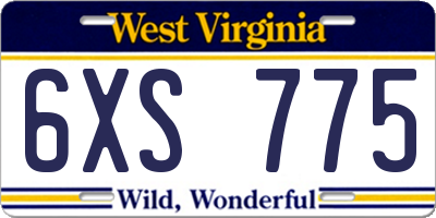 WV license plate 6XS775