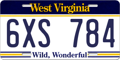 WV license plate 6XS784