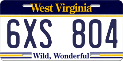 WV license plate 6XS804