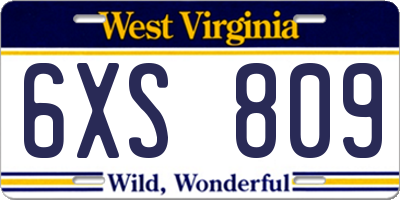 WV license plate 6XS809