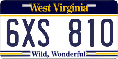 WV license plate 6XS810