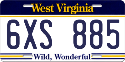 WV license plate 6XS885