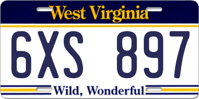 WV license plate 6XS897