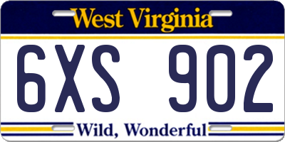 WV license plate 6XS902