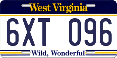 WV license plate 6XT096