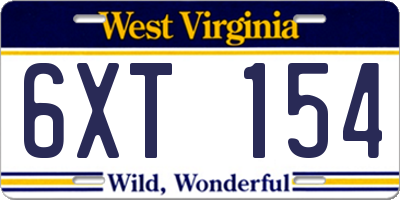 WV license plate 6XT154