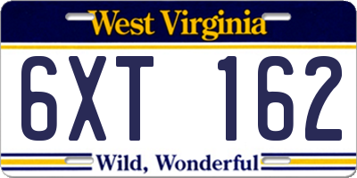 WV license plate 6XT162