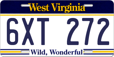 WV license plate 6XT272