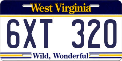 WV license plate 6XT320