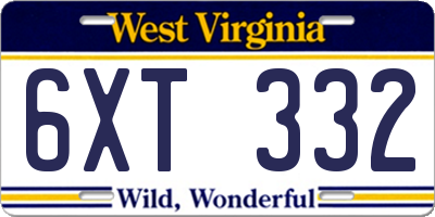 WV license plate 6XT332