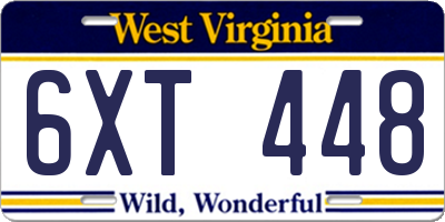 WV license plate 6XT448