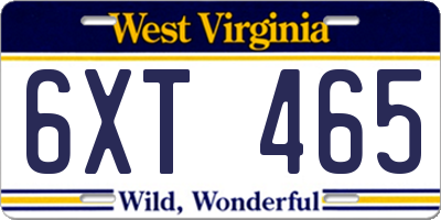 WV license plate 6XT465
