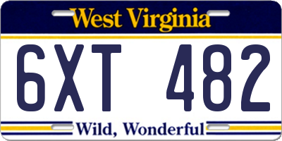 WV license plate 6XT482