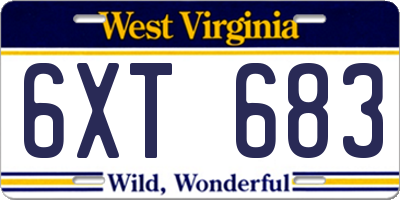 WV license plate 6XT683