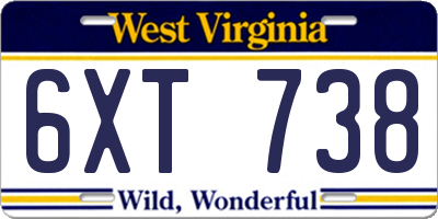 WV license plate 6XT738
