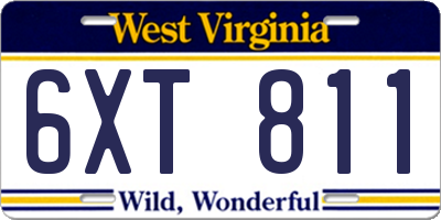 WV license plate 6XT811