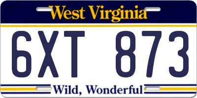 WV license plate 6XT873