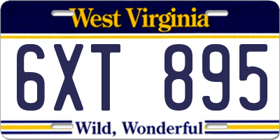 WV license plate 6XT895