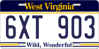 WV license plate 6XT903