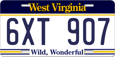 WV license plate 6XT907