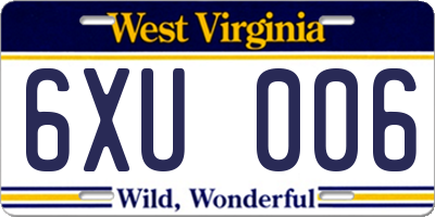 WV license plate 6XU006