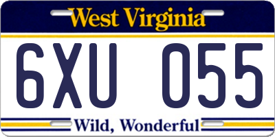 WV license plate 6XU055