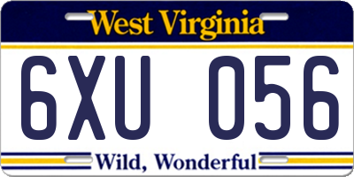 WV license plate 6XU056