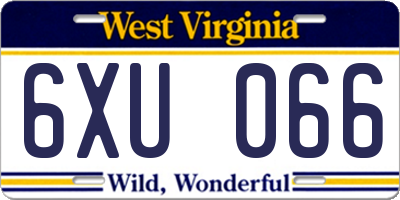 WV license plate 6XU066