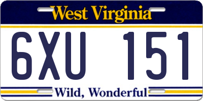 WV license plate 6XU151