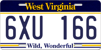 WV license plate 6XU166