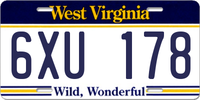 WV license plate 6XU178