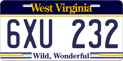 WV license plate 6XU232