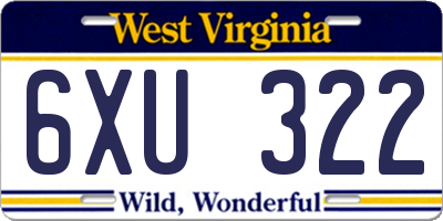 WV license plate 6XU322