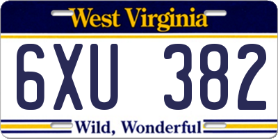 WV license plate 6XU382